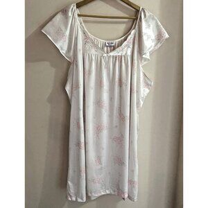 Vtg Kelly Reed Satin Nightgown Nighty Size 3X Pink Floral Embroidered Scalloped